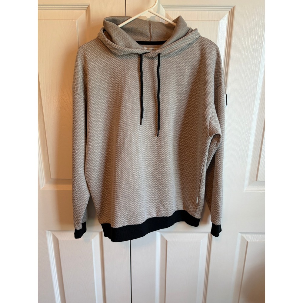 Ocean Current Mens Herringbone Pullover Hoodie Tan Grey Black OY224765 Size M